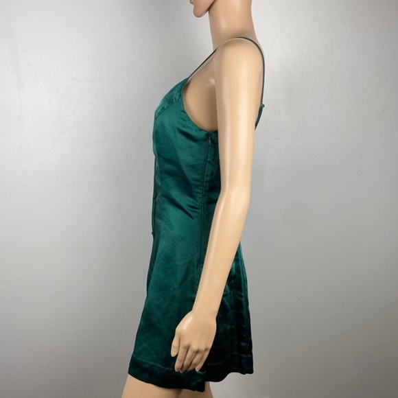 ENDLESS ROSE GREEN SATIN BUTTON FRONT ROMPER - Picture 4 of 8